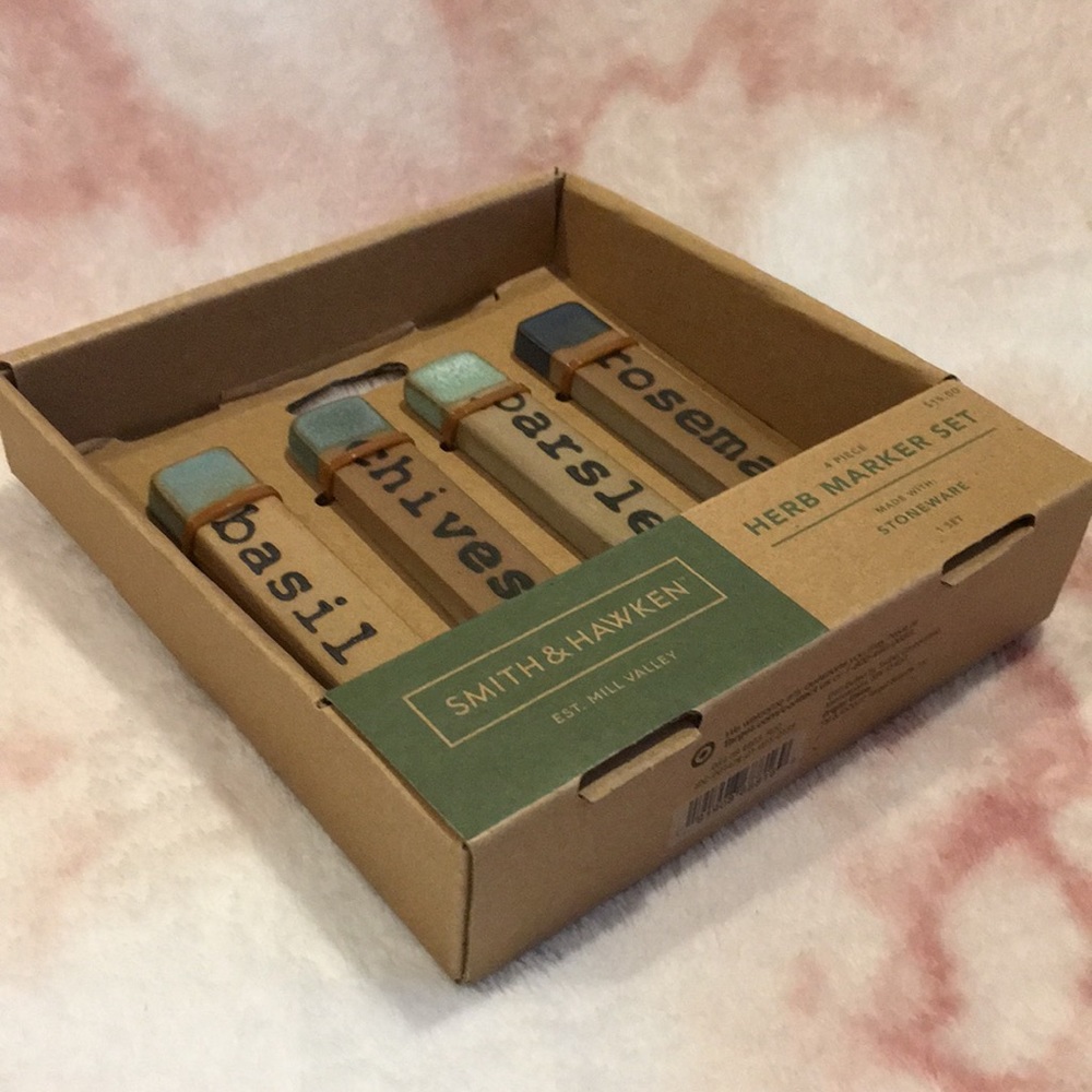 Smith & Hawken Ceramic Garden Herb Marker Boxed Set NWT Stoneware 6x6.5” - Picture 6 of 15